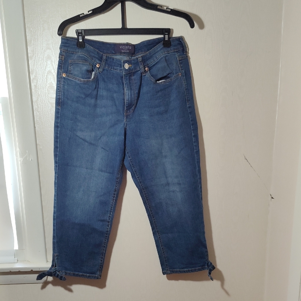 Mango Women's Cropped Blue Jeans